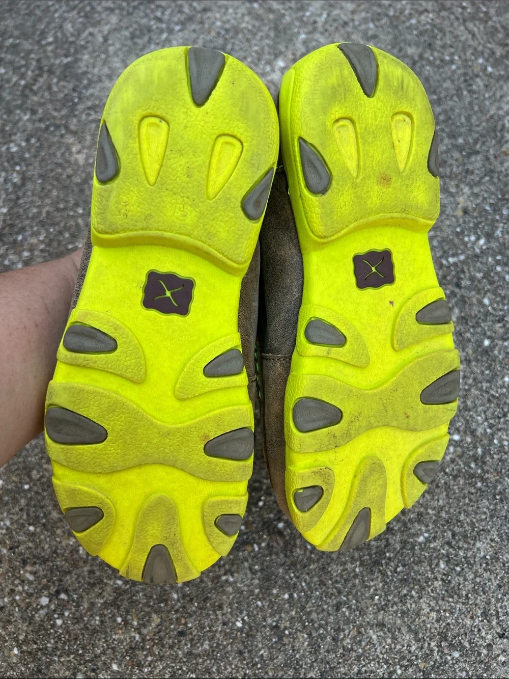 Twisted X Neon Yellow and Brown Woven Kids Moccasins